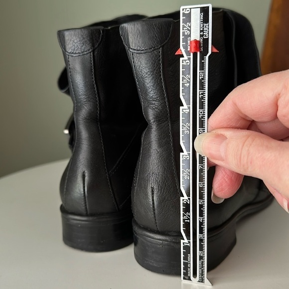 Via Spiga Booties Wrap Buckle Moto Biker Leather Block Heel Boot Fold Over Flaw - Picture 11 of 17